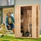 Premium Cedar Wood Outdoor Storage Shed with 4 Shelves Asphalt Roof Weather Resistant Garden Cabinet